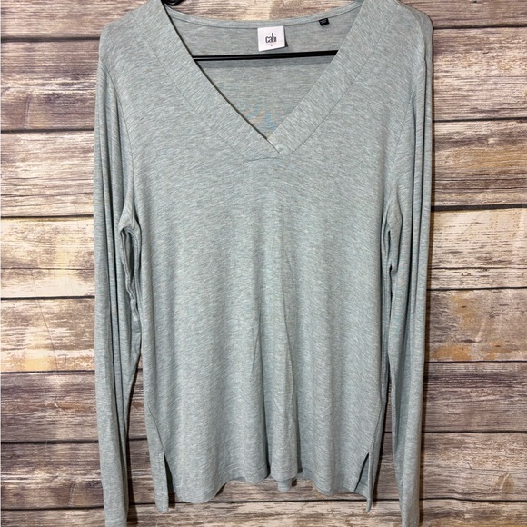 CAbi 5192 Laidback Long Sleeve V-Neck Top Sea Glass Green Soft Casual T-Shirt - Picture 3 of 6